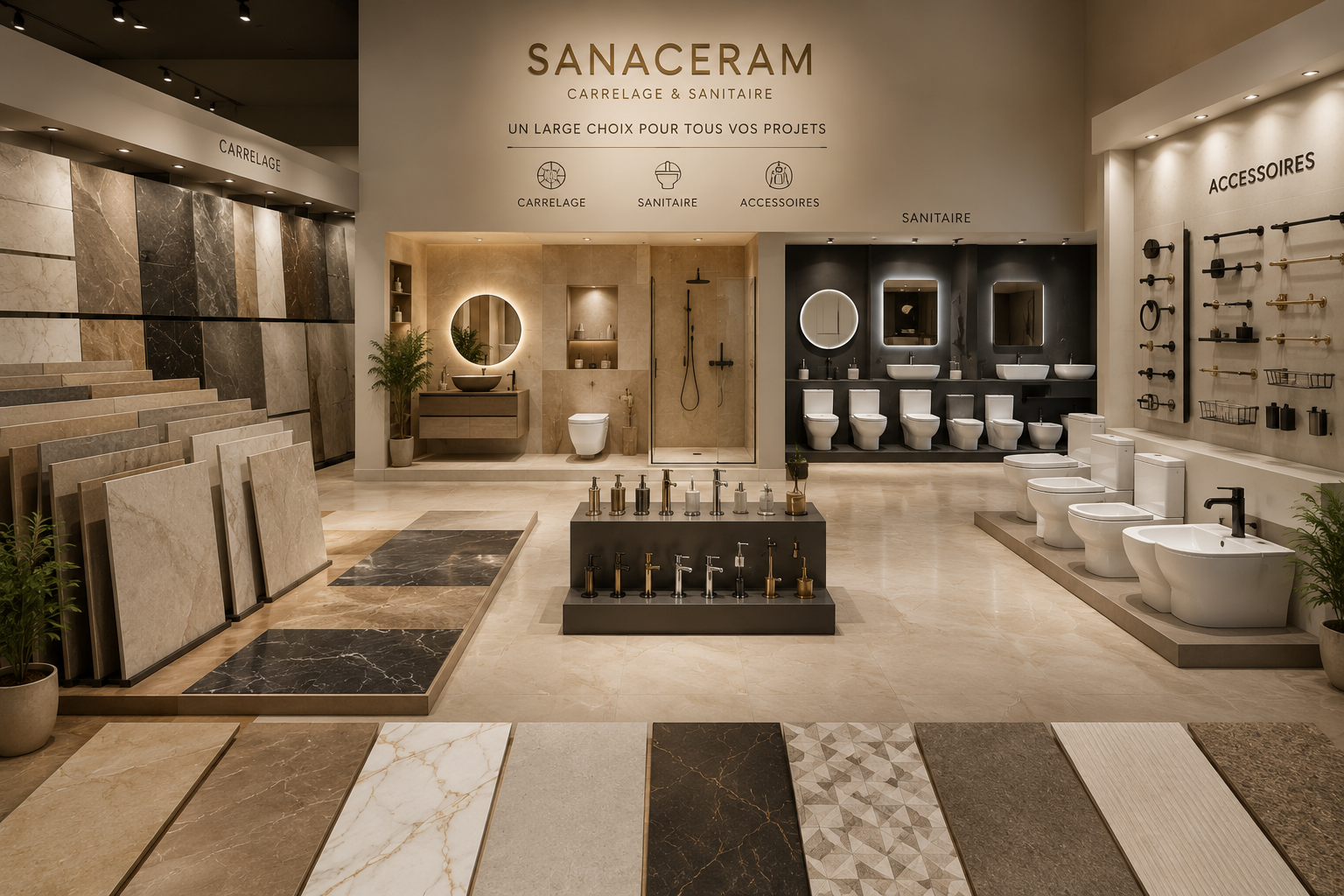 L’univers premium du carrelage et du sanitaire au Maroc.